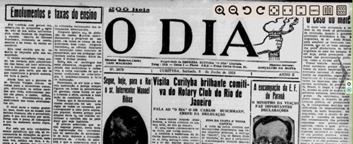 1933, jun 3 (O Dia) Visita Curityba brilhante comitiva do Rotary do Rio de Janeiro